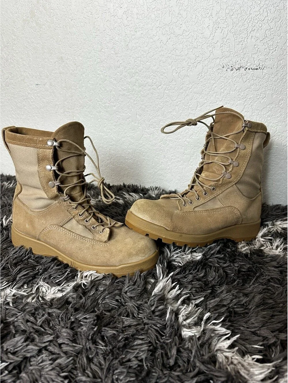 Bates US Military Combat Boots Mens 10.5 R Tan Suede Flight Crewman E33100B